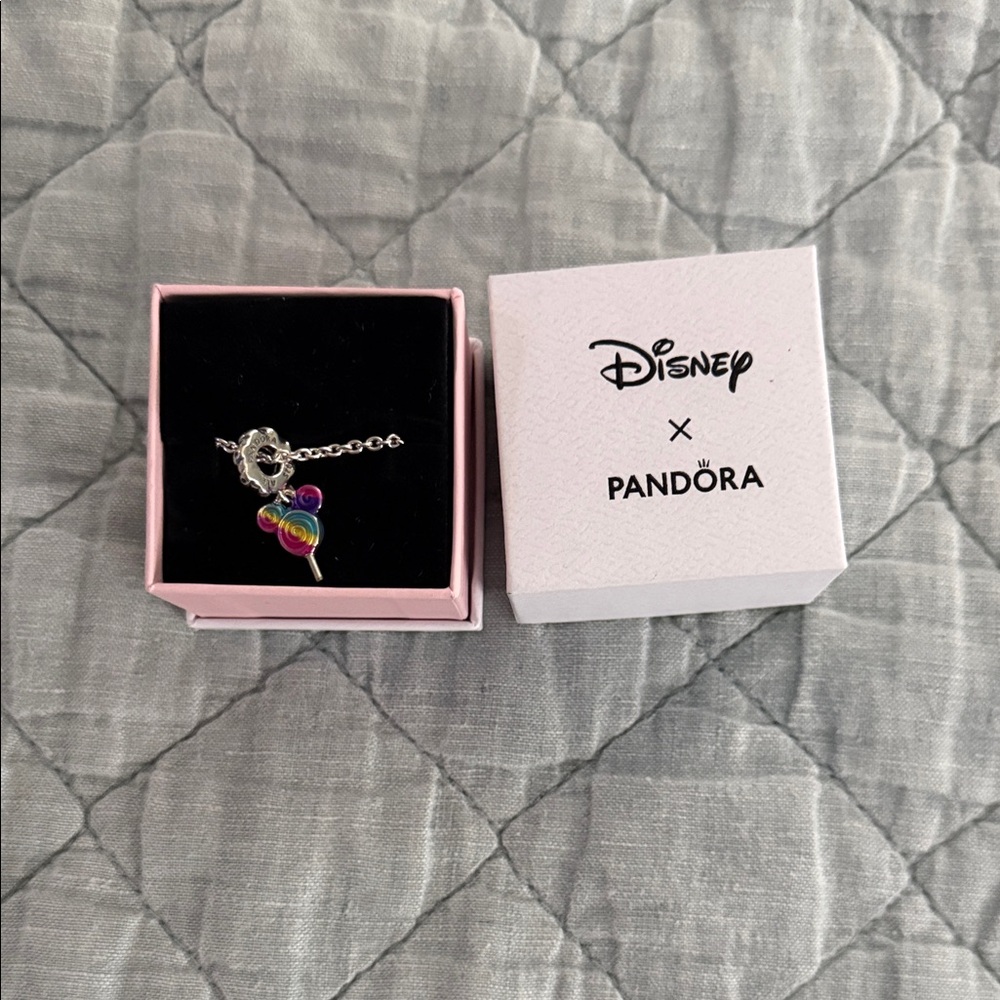Disney Pandora, rainbow, lollipop charm necklace